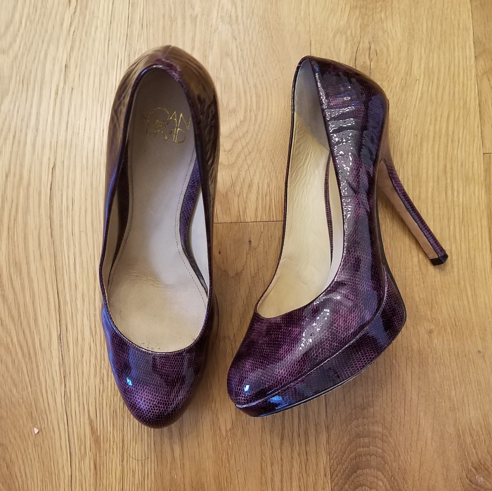 Joan & David patent snakeskin platform heels